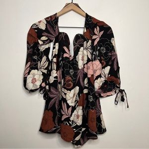 Mod X Floral Strapless Long Sleeve Blouse Size XS